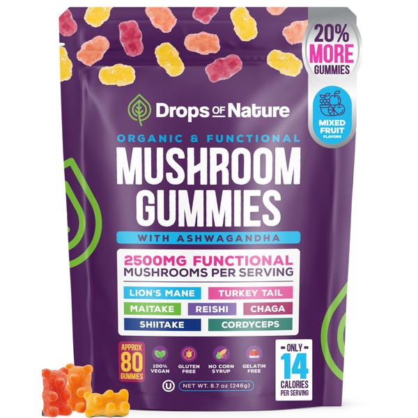 Ashwagandha Gummies and Lions Mane Mushroom Gummies Supplement - Organic