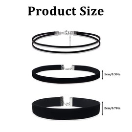 QEDBOJE 3 Pieces Choker Necklace Set, Black Velvet Choker Set, Multilayer Black Collar Necklaces, Classic Chokers for Women and Girls (Black)