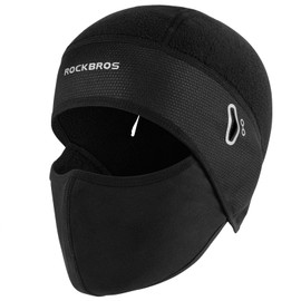 ROCKBROS Helmet Inner Cap, Cold Protection, Thermal, Fleece-Lined, Full Face, Integrated, With Glasses Holes, Stretchy, Breathable, Sweat Absorbent, Quick Drying, For Biking, Skiing, Fishing, Sports,