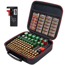 Glamgen Battery Organizer/Battery case organizerwith Tester (BT168), Battery Storage case Holds 126 Batteries Various Sizes AAA AA C D 9V Lithium 3V, Batteries Holder Organizer (Battery Not Included)