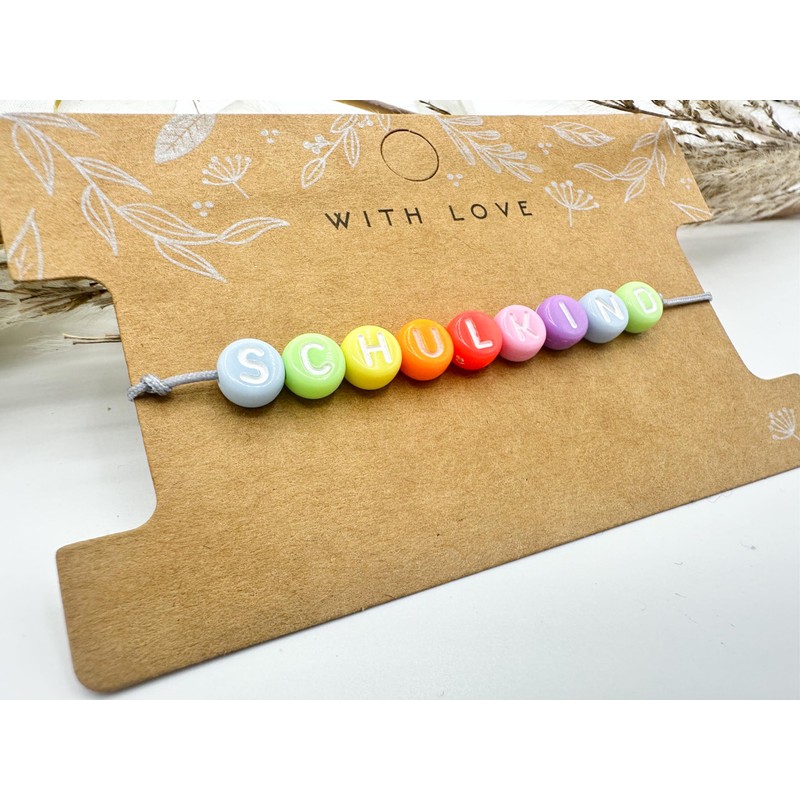 Schulkind Armband Geschenk Mädchen Junge Einschulung Perlenarmband Schultüte erste Klasse