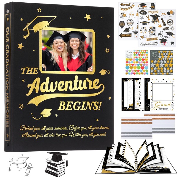 Pasimy Graduation Scrapbook Kit A4 Photo Album 60 Pages Removable