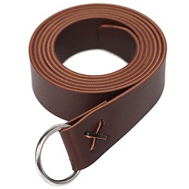 Linghe Medieval Leather Viking Cow Rope Belt LARP Renaissance Belt O-Ring, brown