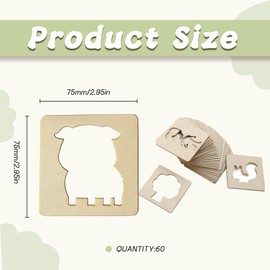 Zzcy Pack of 60 Children's Painting Wooden Drawing Stencils for Children, Painting Templates Chalk Stencils for Toddlers Educational Painting Stencils Children with 12 Watercolour Pencils