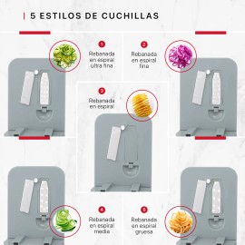 Rallador Y Cortador De Verduras En Espiral Cookify Plegable Color Gris