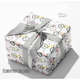 Bike Bicycle 100% recycled and recyclable gift wrapping paper - 2 sheets and 2 tags