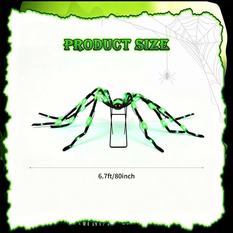 1 Pack 8 Modes 6.7 FT(Wide) Halloween Giant Spider,Light up