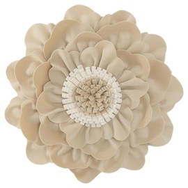 JWH 3D Flower Throw Pillow Cover Decorative Floral Pillow Case Round Cushion Velvet Accent Pillowcase for Bed Sofa Couch Home Decor 14 Inches Champagne Tan