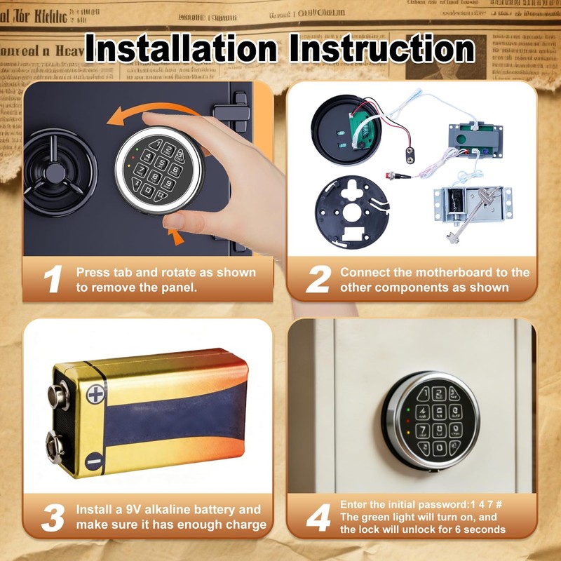 Programmable Electronic Safe Lock Replacement Keypad