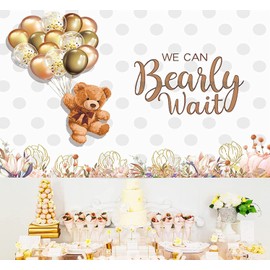 We Can Bearly Wait Baby Shower Decorations Backdrop Bear Balloons Flower Themed Banner Party Photography Background Wall Table Decorations Photo Booth Props