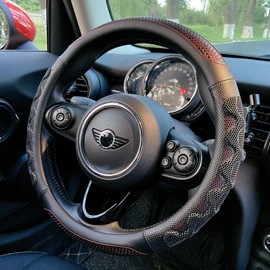 PINCTROT PINCTROT Steering Wheel Cover Great Grip with 3D Honeycomb Anti-Slip Design, Universal 14.5-15 Inch (Wine Red)