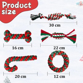 O-Kinee Toy Dog Christmas, Pack of 5 Dog Christmas Toy, Chew Toy Dog Candy Cane, Dog Toy Rope, Toy Dog Indestructible, Dog Toys Candy Canes Suitable