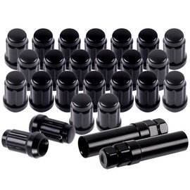 SCITOO 24PCS+2Keys Black Lug Nuts Spline for Drive Close End Socket Key, 12x1.5 Thread, 35mm Tall, Fits for Toyota Tacoma Tundra FJ Cruiser 2015-2016