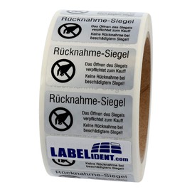 Labelident Sealing Labels 50.8 x 25.4 mm – Return Seal – Opening the Seal Obligates to Purchase – 1,000 Security Seal Labels on 1 Roll(s), 3 Inch (76.2 mm) Core, Polyester