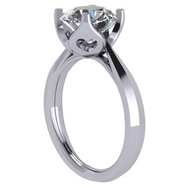 NANA Jewels Heart & Soul Silver 9.0mm (3ct) Round Cut Zirconia Solitaire Engagement Ring - Platinum Plated - Size 8.5