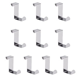 XZSomaloy 10Pcs Over Door Hooks Stainless Steel Door Hanger Z Hooks Strong Reversible Hook Hangers Coat Hooks Suitable for Bedroom Bathroom Kitchen Wardrobe