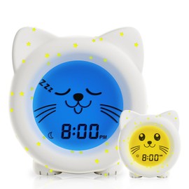 B&H Toddler Sleep Trainer Clock | USB Rechargeable Cute Kids Ok to Wake Alarm Clock | Drop Proof Baby Night Light | Science-Backed Lighting for Peaceful Sleep and Ready to Wake Mornings - Star Kitty