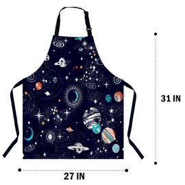BGBDEIA Space Galaxy Constellation Kitchen Apron for Women Men, Adjustable Apron Chef Bakers Apron Cooking Apron Cooking Baking Gardening