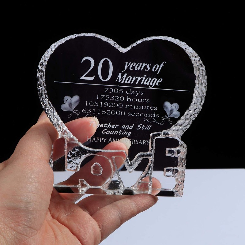 Movdyka 20th Wedding Anniversary Present 20 Years Crystal Sculpture Keepsake