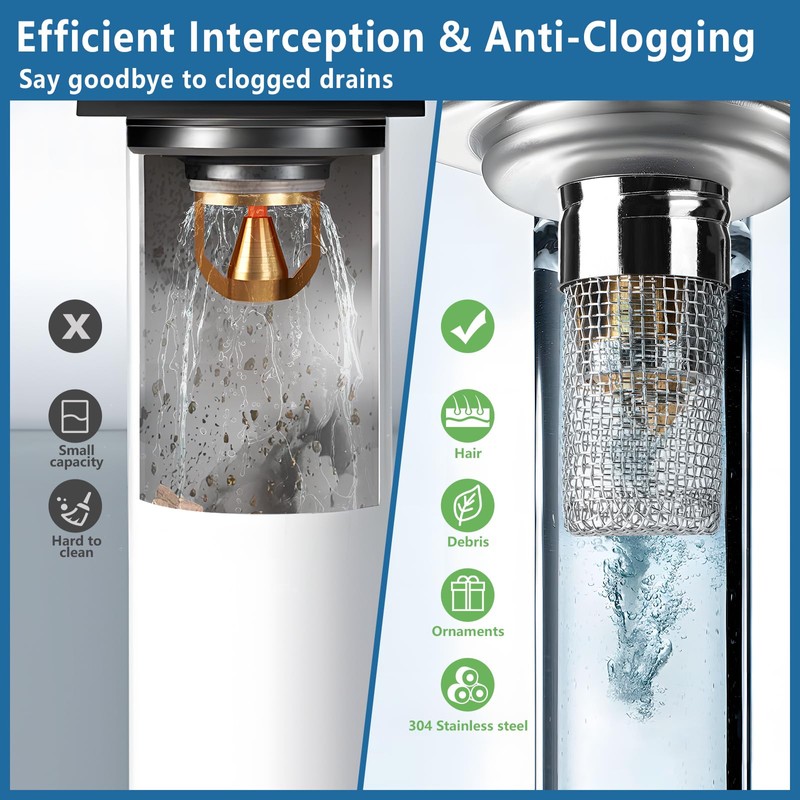 Anytin 2pcs Bathroom Sink Drain Strainer Pop Up Sink Drain