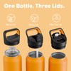 40 oz Insulated Water Bottle for Gym: 3 Lids, Leakproof,