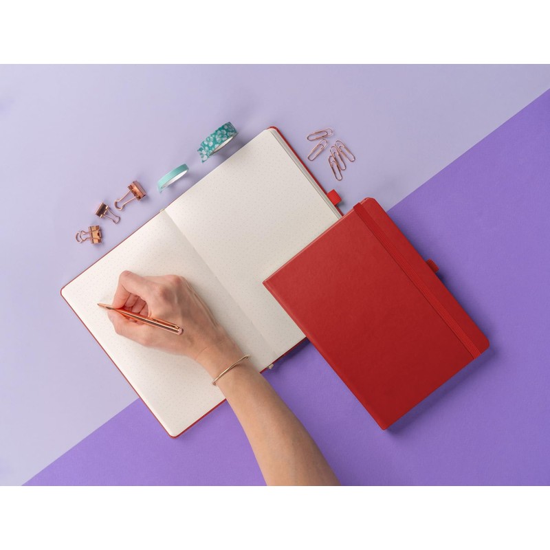 NOTIQUE Dotted Hardback Notebook, Notebook, Journal, Diary with Elastic Band