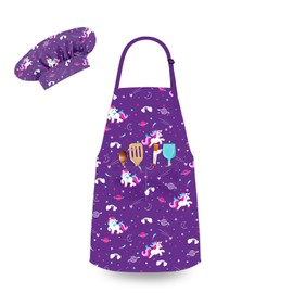 DEABOLAR Kids Chef Hat and Apron, Adjustable Kids Aprons with Pocket Girls Boys Kitchen Toddler Aprons for Cooking Baking