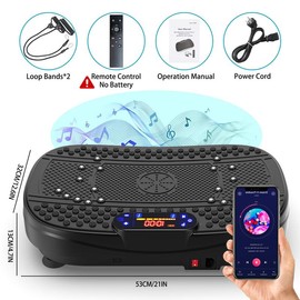 SAYGOGO 【SAYGOGO】Vibration Plate Exercise Machine with Bluetooth Lymphatic Drainage Machine, Whole Body Workout Vibration Platform for Wellness and Fitness - Color: Black
