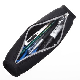 Cosmos Neoprene Case Bag Holder Zipper Pouch for Stylus Pen, Black Color with Gray Zipper