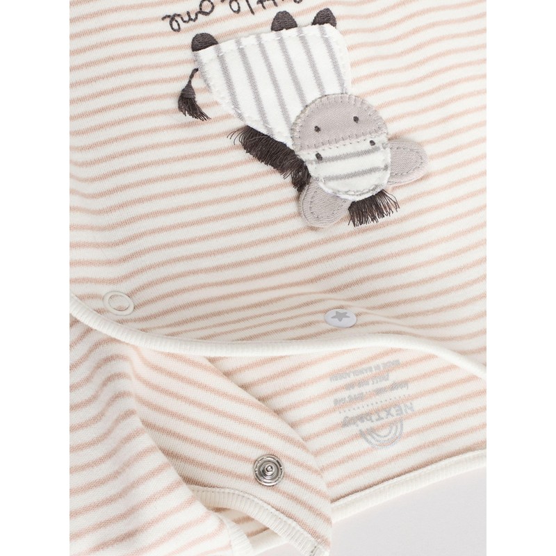 NEXT 3 Pack Baby Zebra Cotton Pyjamas Grey 0 Months