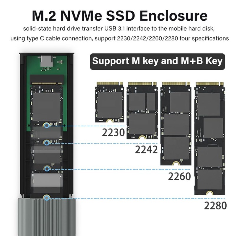 Ewent M.2 NVMe/PCIe SSD Enclosure USB C and USB A