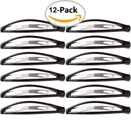 LONEEDY Pack of 12 Large Metal Stoving Varnish Hair Snap Clips, No-slip Hair Clips Barrettes For Women and Girl (Black)