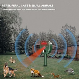 Ultrasonic Solar Powered Animal Repellent - 1Pack, Squirrel Skunk Deer Rabbit Rodent Dog Deterrents Animal Repeller for Garden Farm Outdoor, Animal Deterrent with Motion Detection Waterproof for Yard