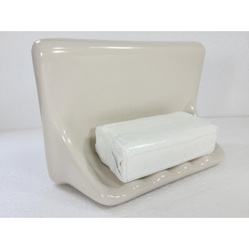 Beige Bone Almond Ceramic Soap Dish Shower Tray Tile in