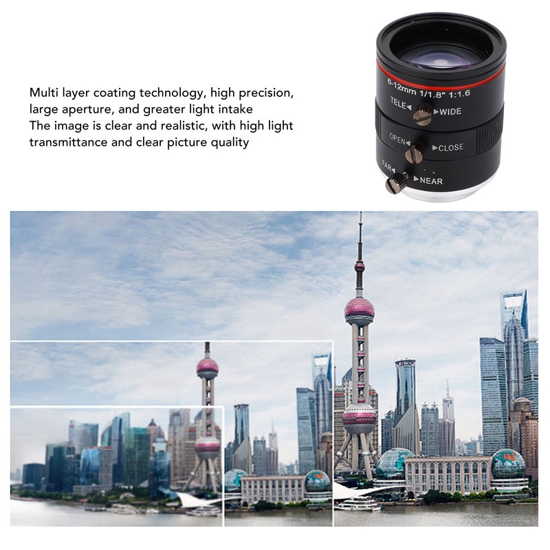 Zoom Industrial Lens 6‑12mm 1/1.8 3MP Manual Focus Lens Aluminium