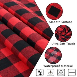Fayavoo Christmas Tablecloth Round, Buffalo Plaid Tablecloth 70 x 70 Inches with 100% Cotton Waterproof Red and Black Checkered Tablecloth for Christmas Table Decor
