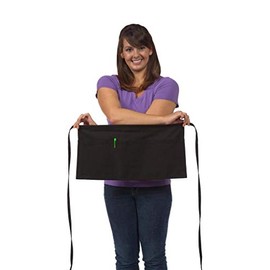 FAME Adult Reversible Waist Apron with Three Pockets - F9R - Black (WFA25121BK)