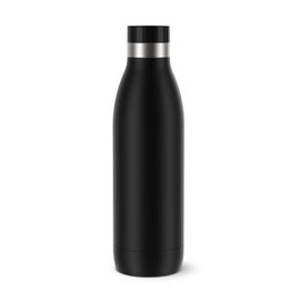 Emsa N31109 Bludrop Colour Drinking Bottle, 0.7 Litres, 100% Leak-Proof, Quick-Press Closure, Ergonomic 360° Drinking Enjoyment, 12 Hours Warm, 24 Hours Cool, Dishwasher Safe Stainless Steel, Black