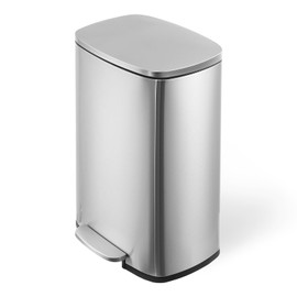 Fashionwu 50L/13 Gallon Stainless Steel Rectangular Trash Can with Foot Pedal, Soft Close Lid