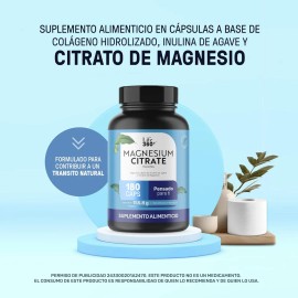 Citrato de Magnesio Life360 Magnesio Cpsulas Magnesium Citrate 180 Cpsulas Suplemento Hombre y Mujer 60 Porciones Alta Pureza                         