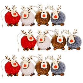 Pack of 12 Christmas Tree Pendants, Christmas Decoration Pendants, Elk Decoration, Felt Wood, Christmas Decoration, Reindeer Tree Decoration, Christmas Pendant for Christmas Tree, Christmas