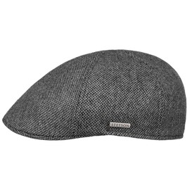 Stetson Texas Peaked Cap Flat Cap Herringbone Made in EU Men's Autumn, anthracite-grey, XL