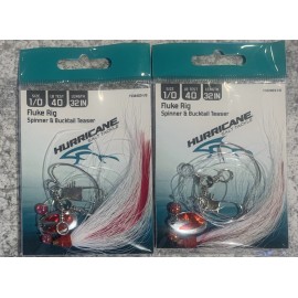 Hurricane 2 Packs Hurricane Fluke Rigs With Spinners And Bucktails 1/0 Red And White