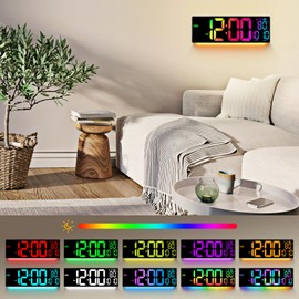ANSOPER 16.5" Large Digital Wall Clock: Birthday Gifts for Men Women, House Warming Gifts New Home Decor, 11 RGB Colors Wall Mount Decor Clock for Living Room Bedroom Office Classroom Black