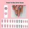ANDGING Pink Press on Nails Coffin Short Medium Fantasy Square