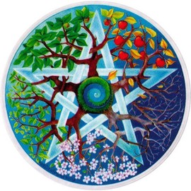 Seasons Pentagram Gothic Pagan Alchemical Geometric Five Pointed Star Window Sticker/Decal - Circular 4.5” Inch