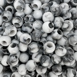 300 abalorio de acrílico de remolino de mármol blanco y negro de 12 mm con agujero de 5,7 mm
