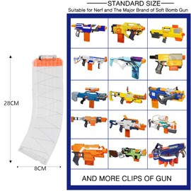 EKIND 15-Dart Banana Curved Clips Compatible with Nerf Elite Magazines - Quick Reload Soft Dart Ammo Clip for Nerf Toy Guns (3-Pack, Transparent)