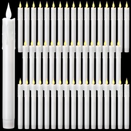 Baquler 50 Pcs Flameless Taper Candles Dripless Battery Operated LED Flickering Candlesticks Window Candle with 3D Flickering Flame for Home Wedding Dinner Church Christmas Decor (8.9 Inch)