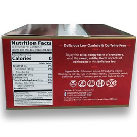 Veloxa™ Very Low Oxalate Tea (30 Pyramid Tea Bags, Devine Cranberry Low Oxalate Echinacea)